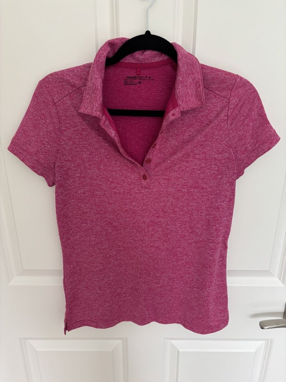 Nike Golf Dri-FIT Heathered Pink Short Sleeve Polo, Size M